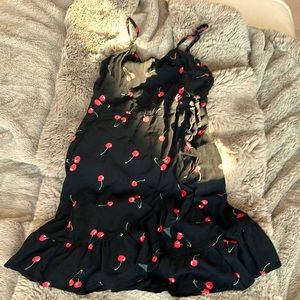 Flowy cherry black dress